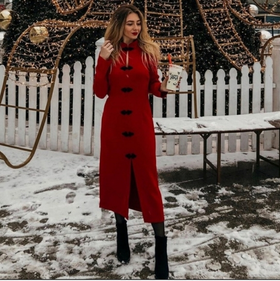 🔥FINAL SALE🔥 ZARA Red Toggle Dress - Picture 3 of 16